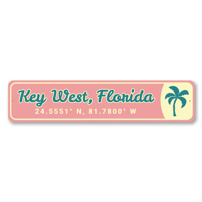 Key West Latitude Longitude Metal Sign