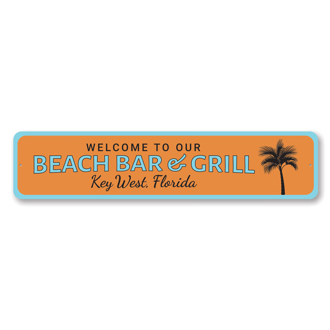 Beach Bar & Grill Welcome Metal Sign