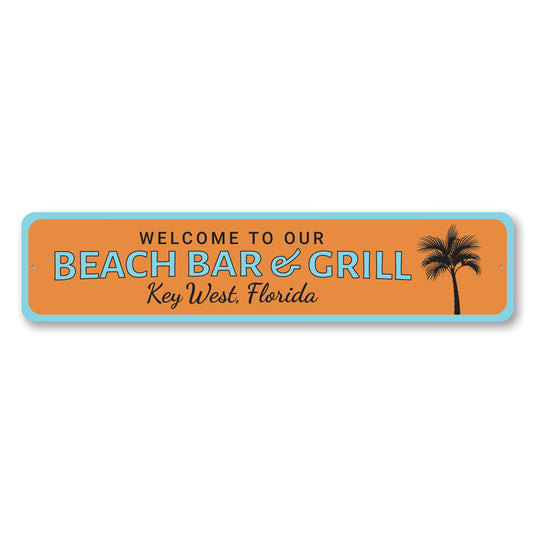 Beach Bar & Grill Welcome Metal Sign