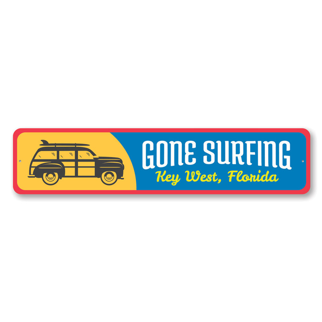 Gone Surfing Key West Metal Sign