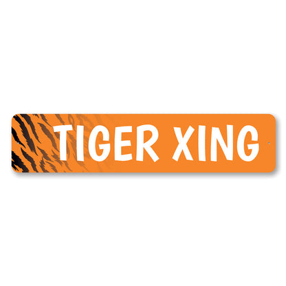 Tiger Crossing Metal Sign