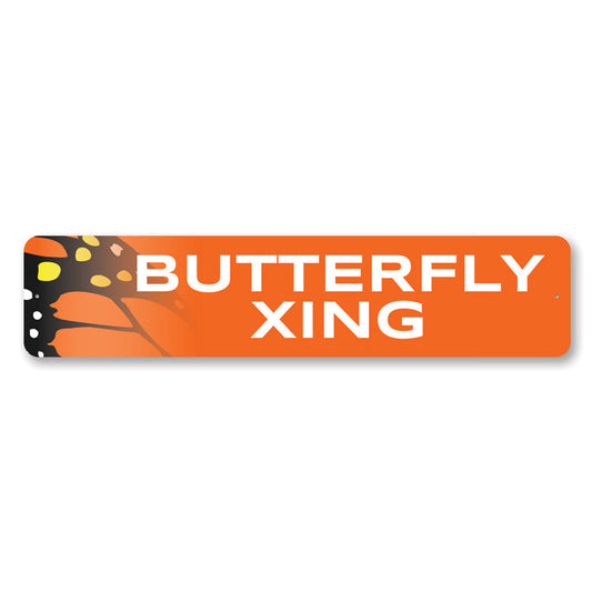 Butterfly Xing Metal Sign