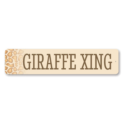 Giraffe Crossing Metal Sign