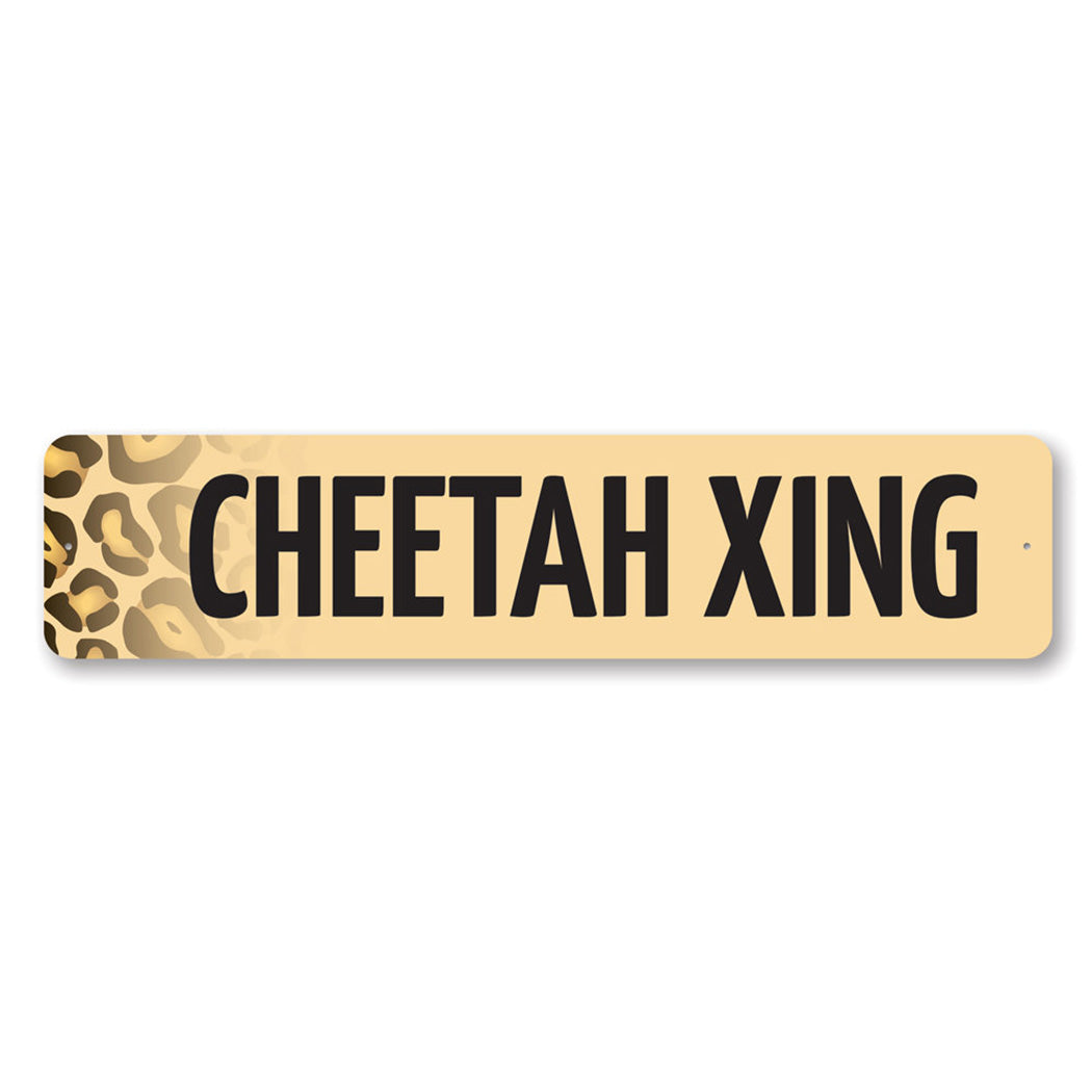 Cheetah Crossing Metal Sign