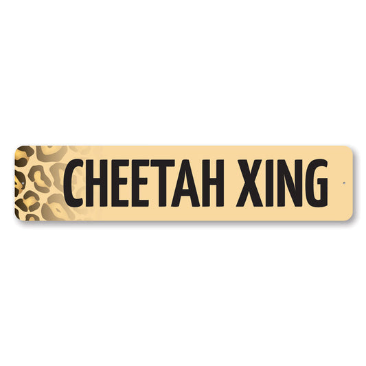 Cheetah Crossing Metal Sign