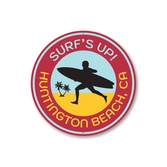 Huntington Beach Surfing Sign Aluminum Sign