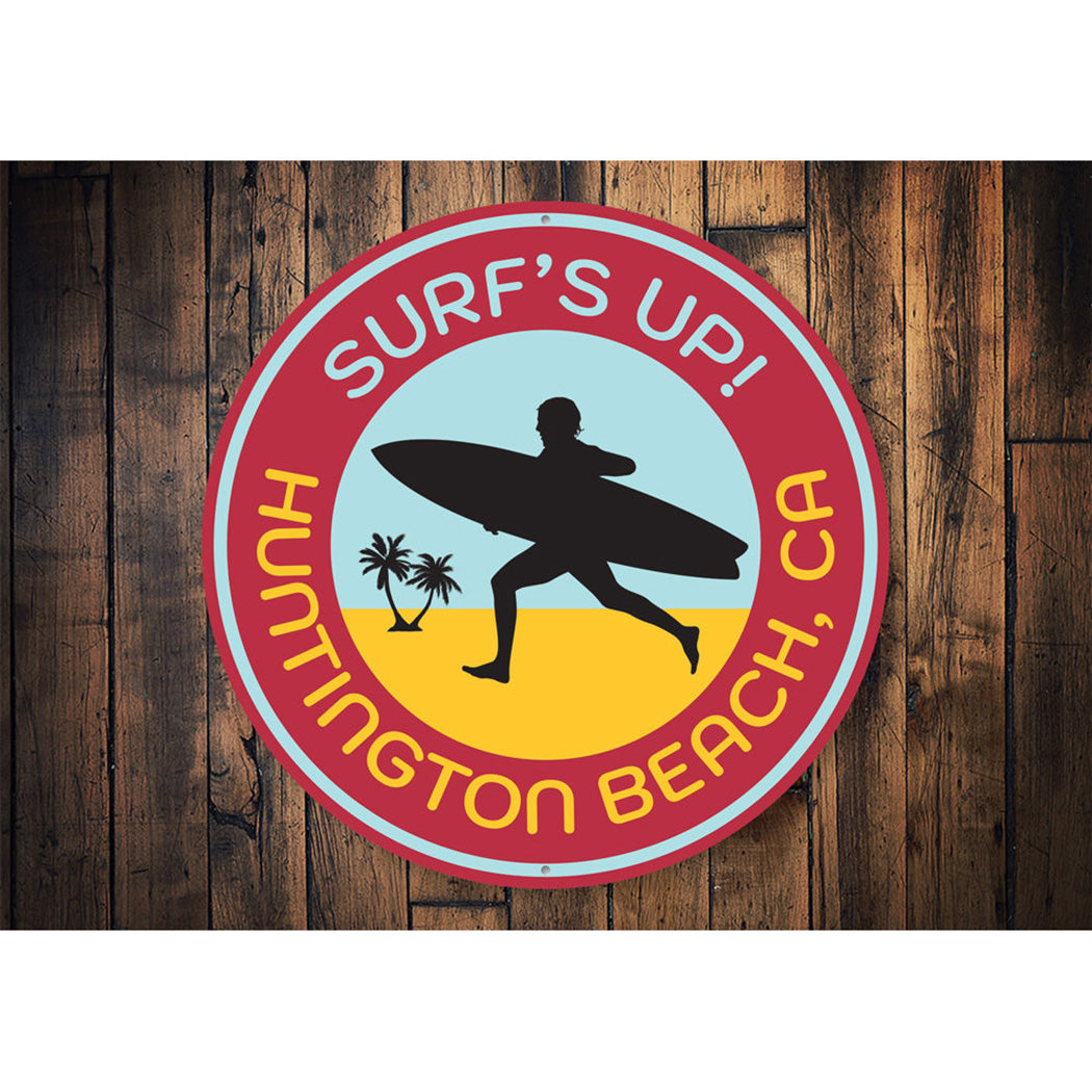 Huntington Beach Surfing Sign Aluminum Sign