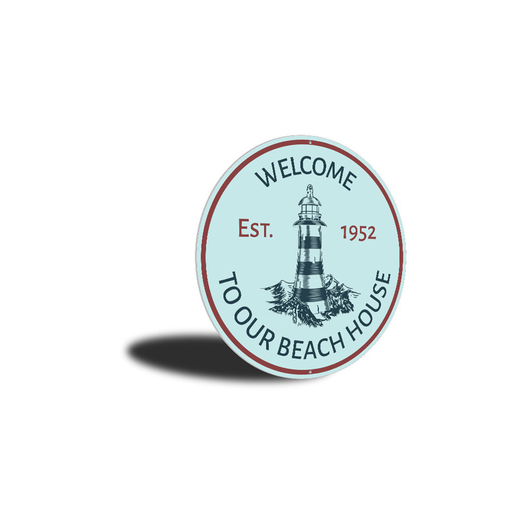 Beach House Lighthouse Sign Aluminum Sign