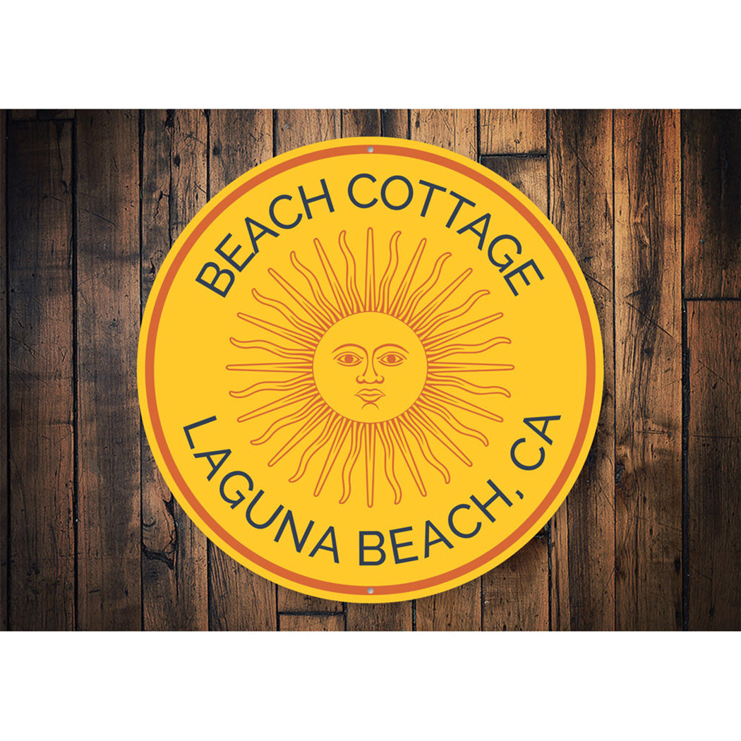 Beach Cottage Sun Sign Aluminum Sign