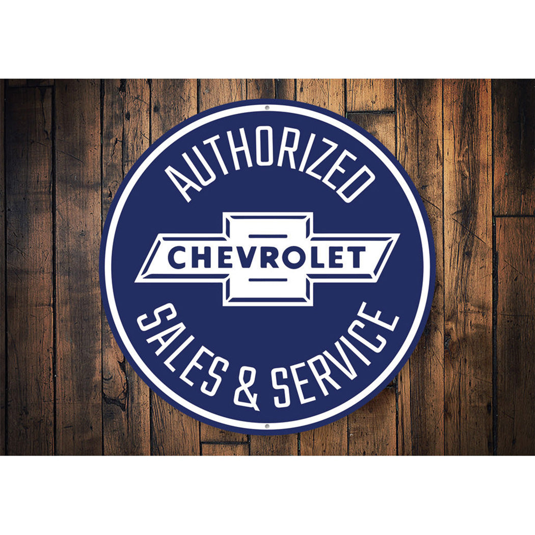 Authorized Chevy Sales and Service Car Sign Aluminum Sign