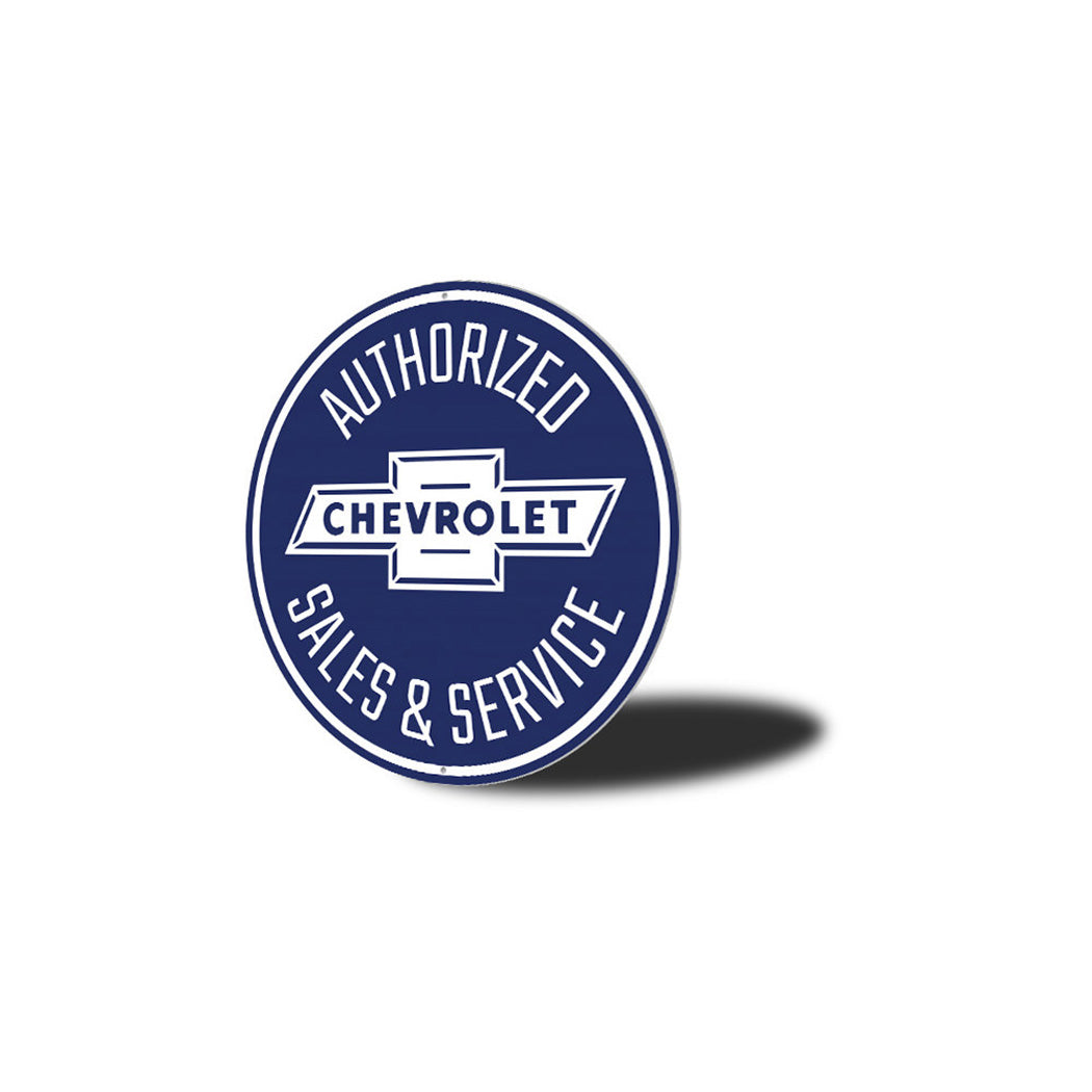 Authorized Chevy Sales and Service Car Metal Sign