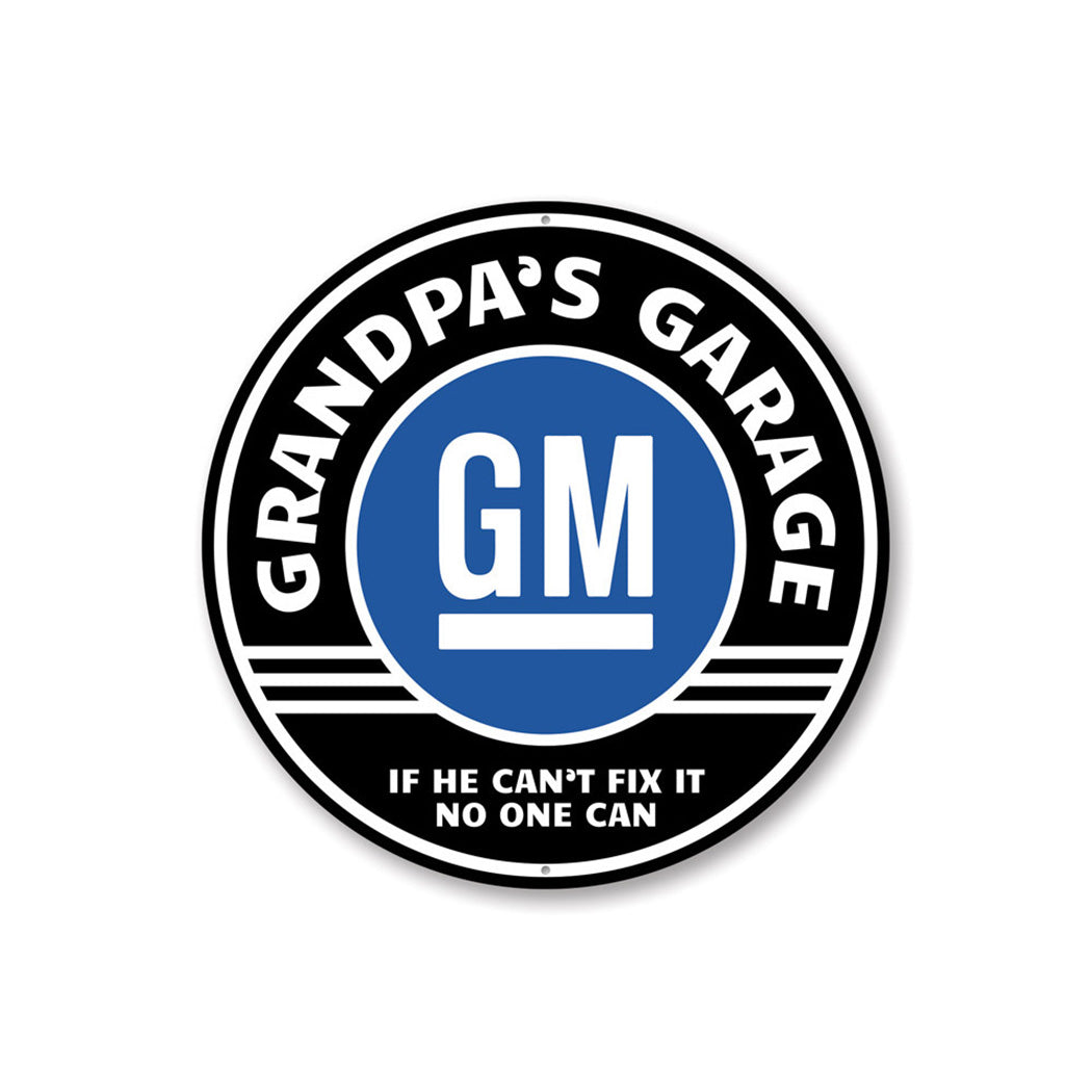 Grandpa's Garage GM Car Sign Aluminum Sign