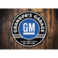Grandpa's Garage GM Car Sign Aluminum Sign