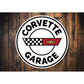 Corvette Garage Car Sign Aluminum Sign