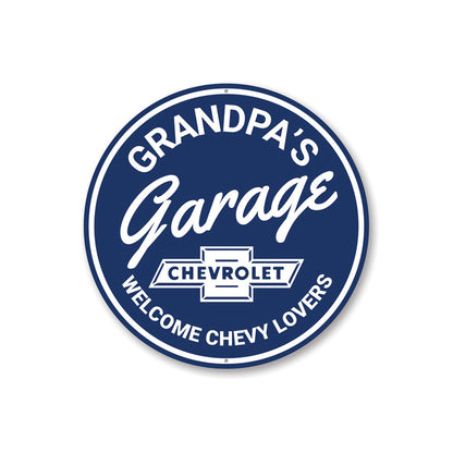 Grandpa's Garage Chevy Lovers Car Sign Aluminum Sign
