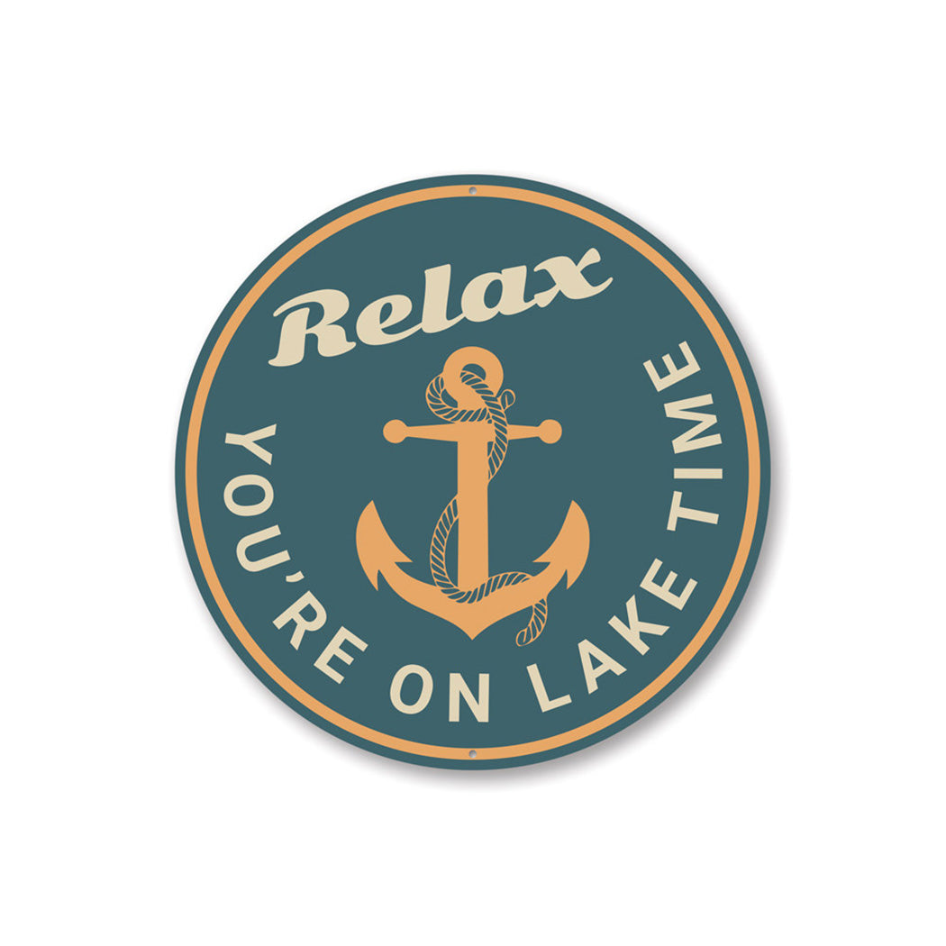 Relax Lake Time Sign Aluminum Sign
