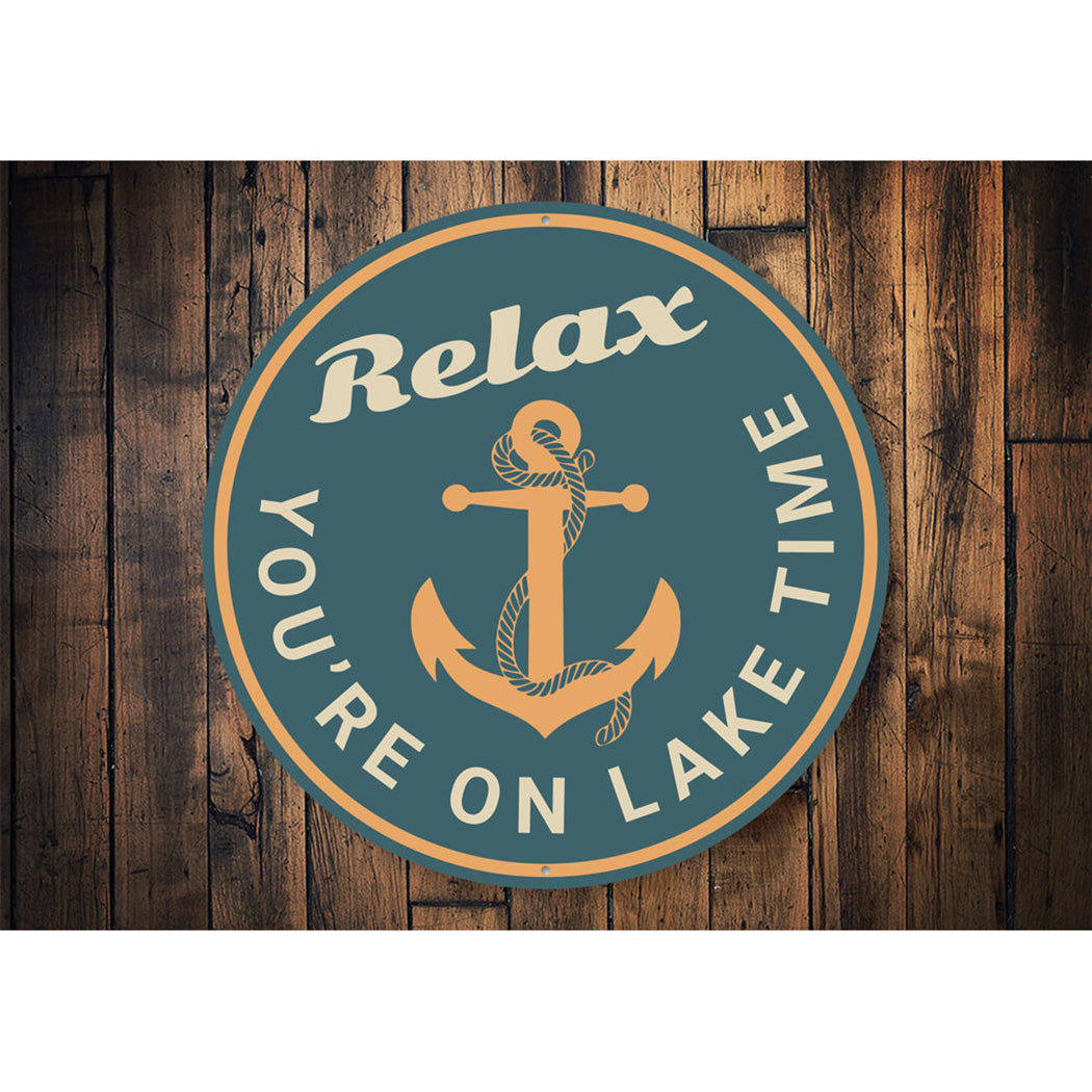 Relax Lake Time Sign Aluminum Sign