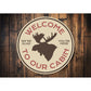 Moose Cabin Welcome Sign Aluminum Sign