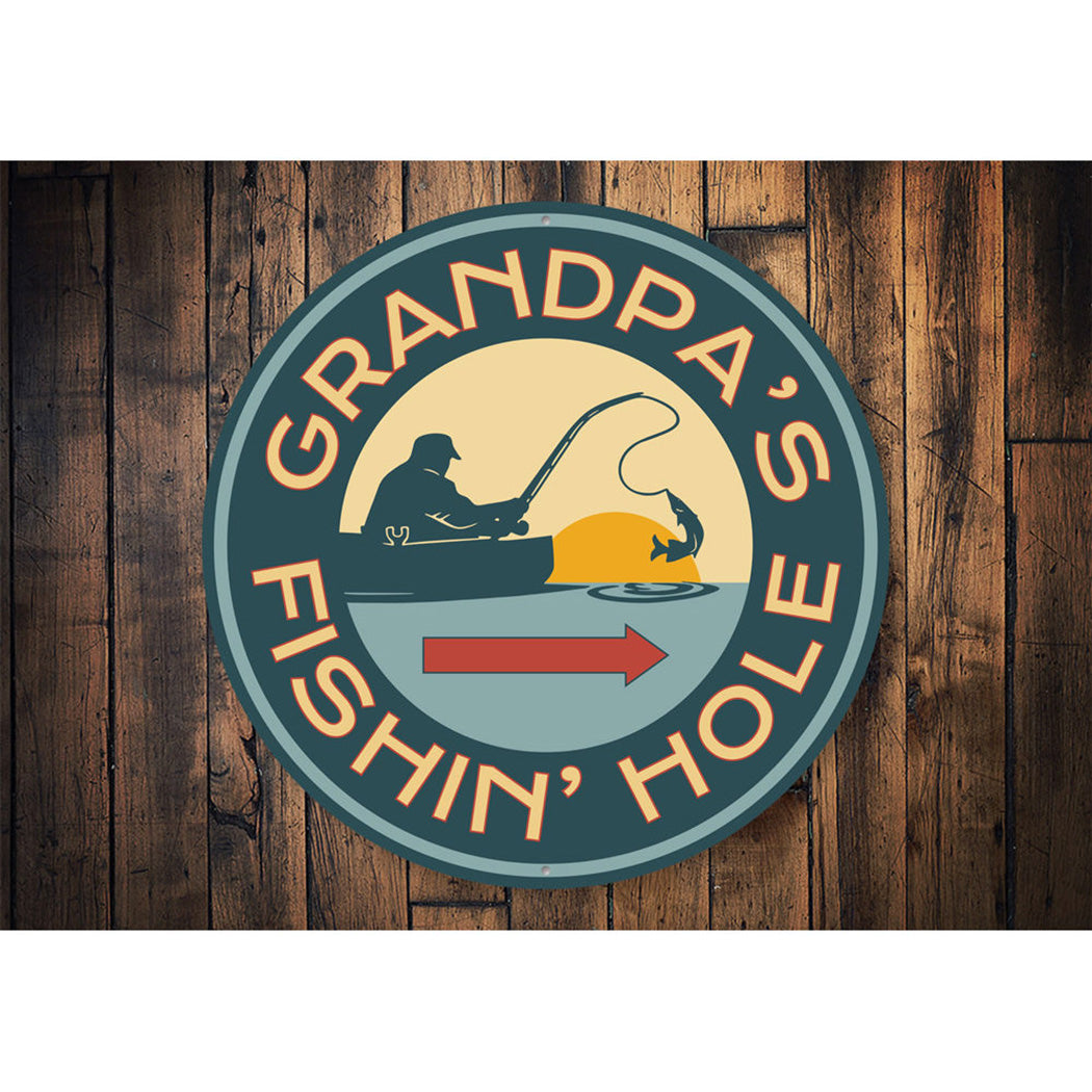 Grandpas Fishing Hole Sign Aluminum Sign