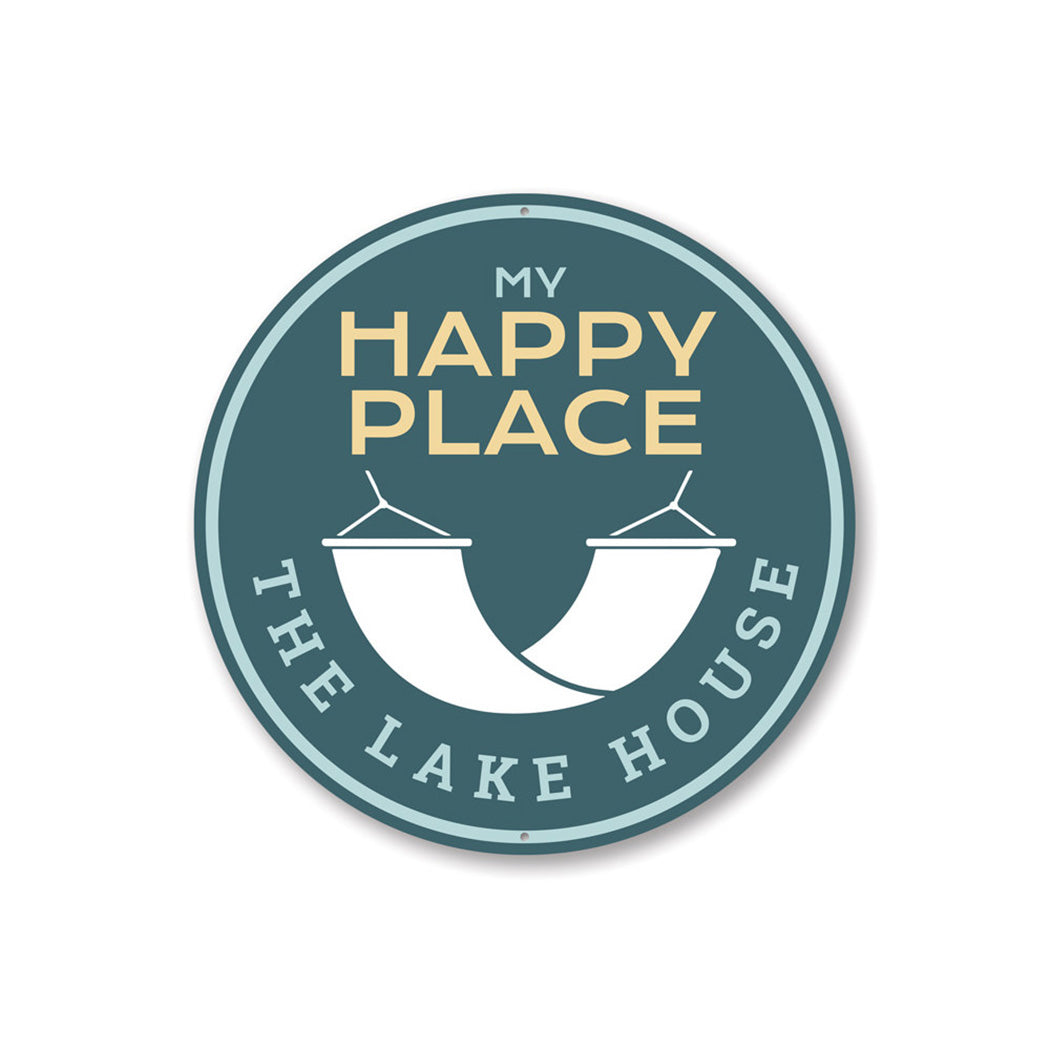 Happy Place Lake House Sign Aluminum Sign