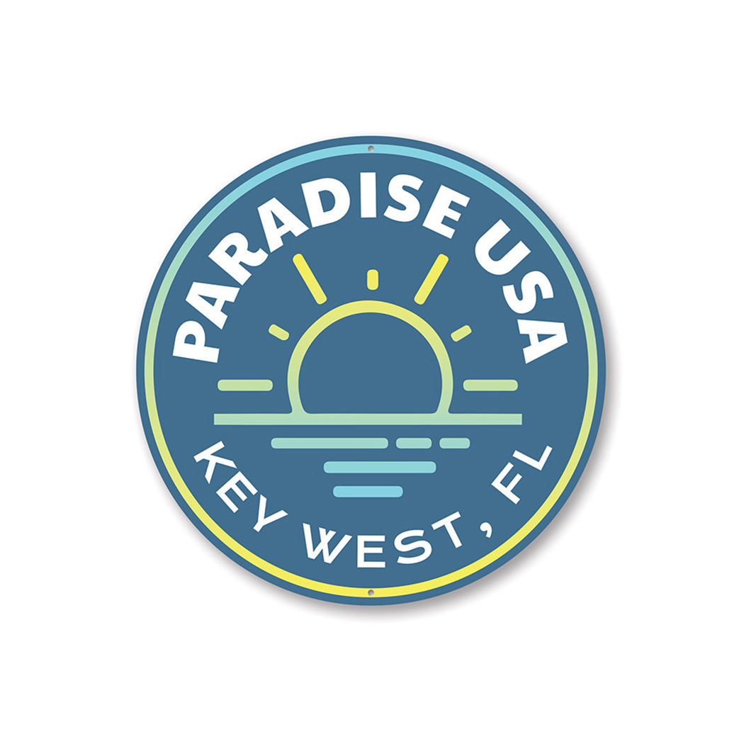 Paradise USA Sunset Sign Aluminum Sign