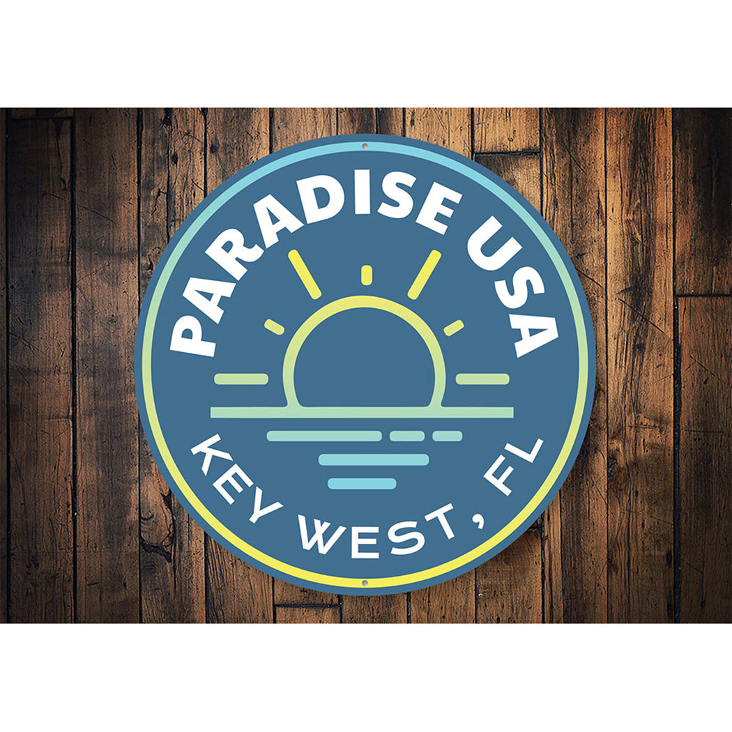 Paradise USA Sunset Sign Aluminum Sign