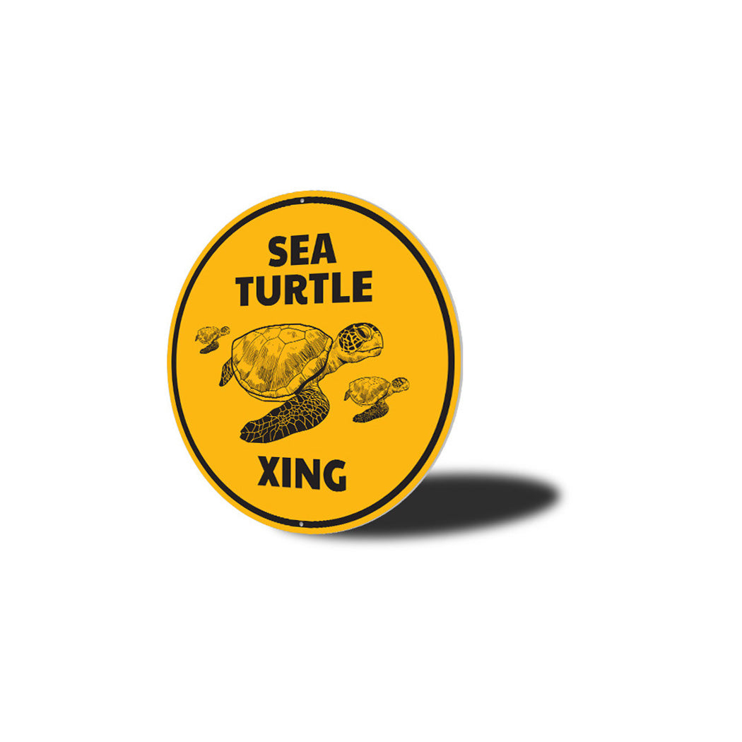 Turtle Crossing Metal Sign