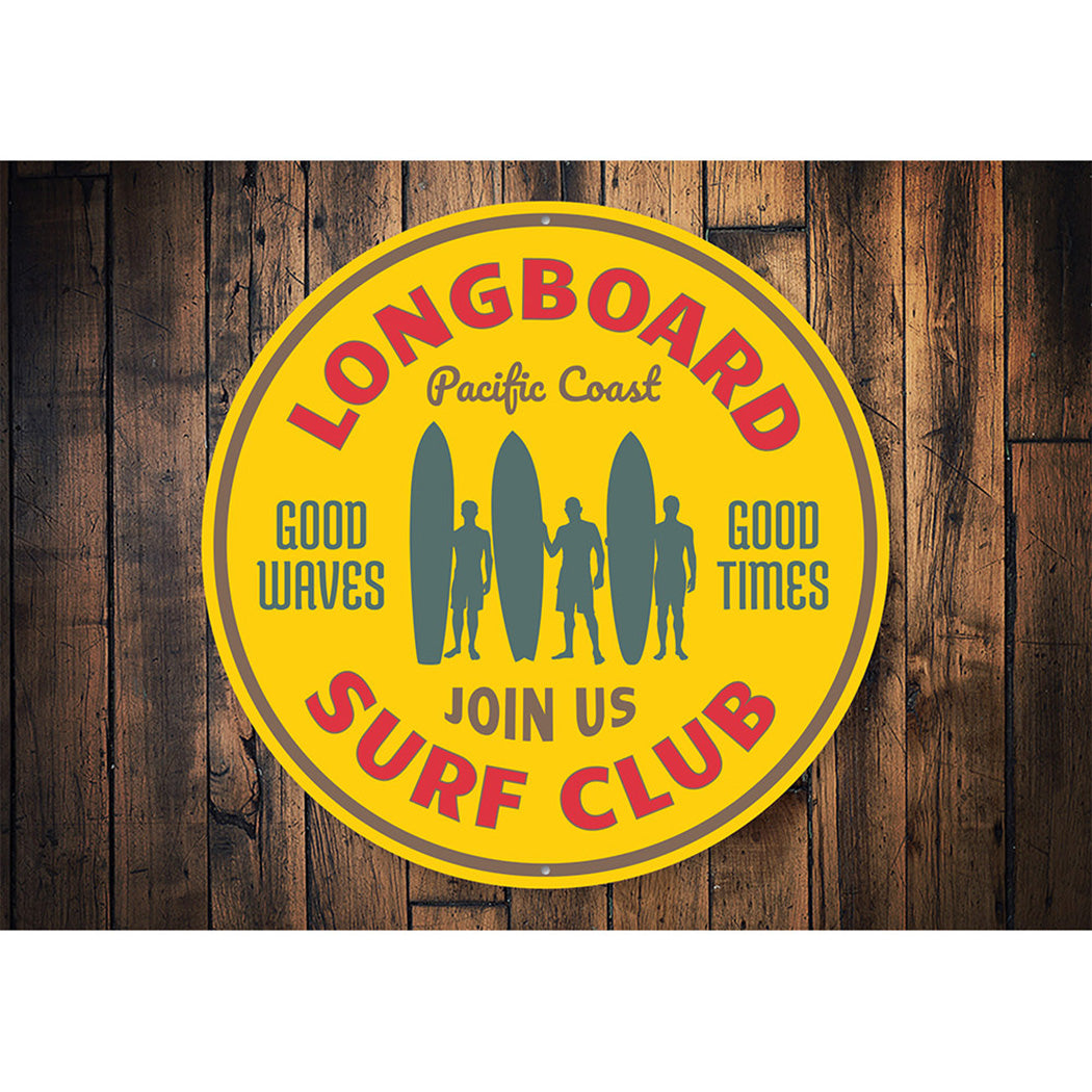 Longboard Surf Club Sign Aluminum Sign