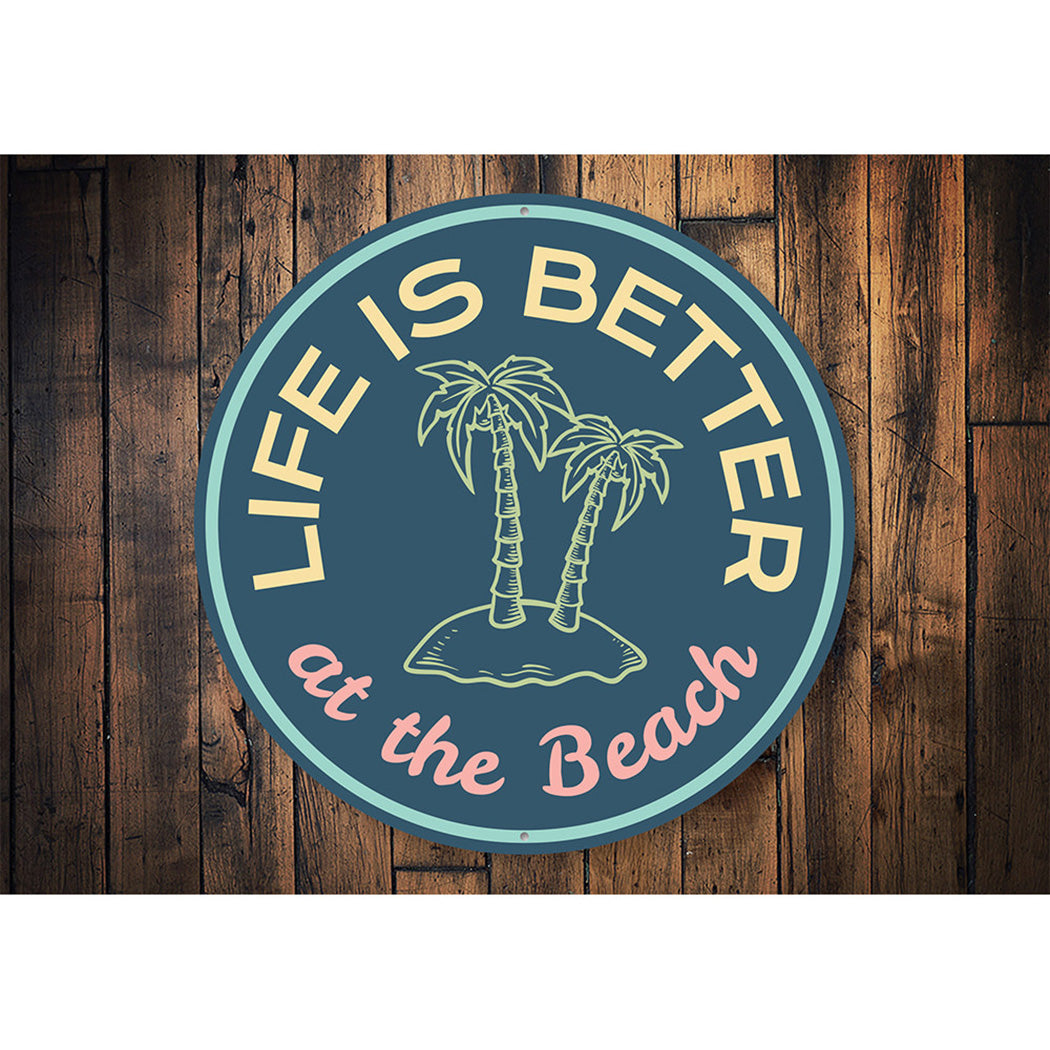 Beach Palm Tree Sign Aluminum Sign