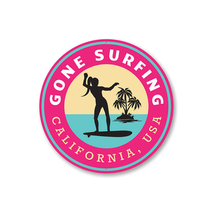 Gone Surfing California Sign Aluminum Sign