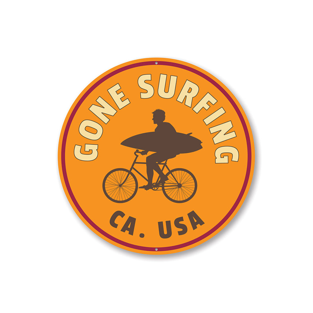 Gone Surfing USA Sign Aluminum Sign