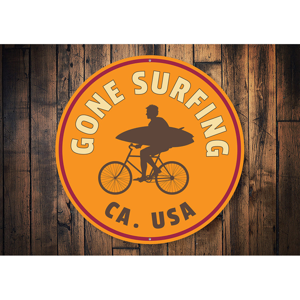 Gone Surfing USA Sign Aluminum Sign