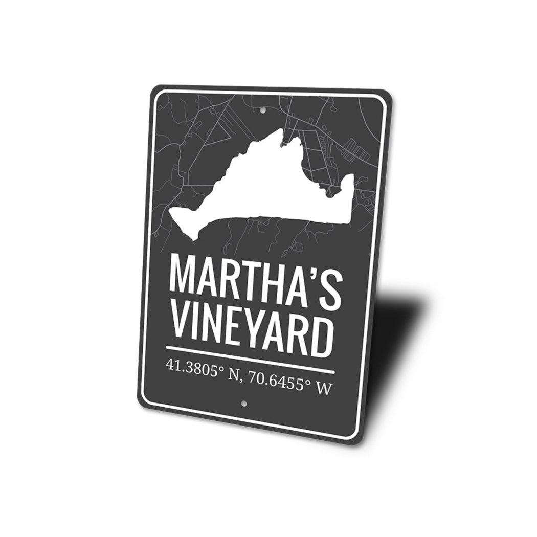 Marthas Vineyard Coordinates Sign
