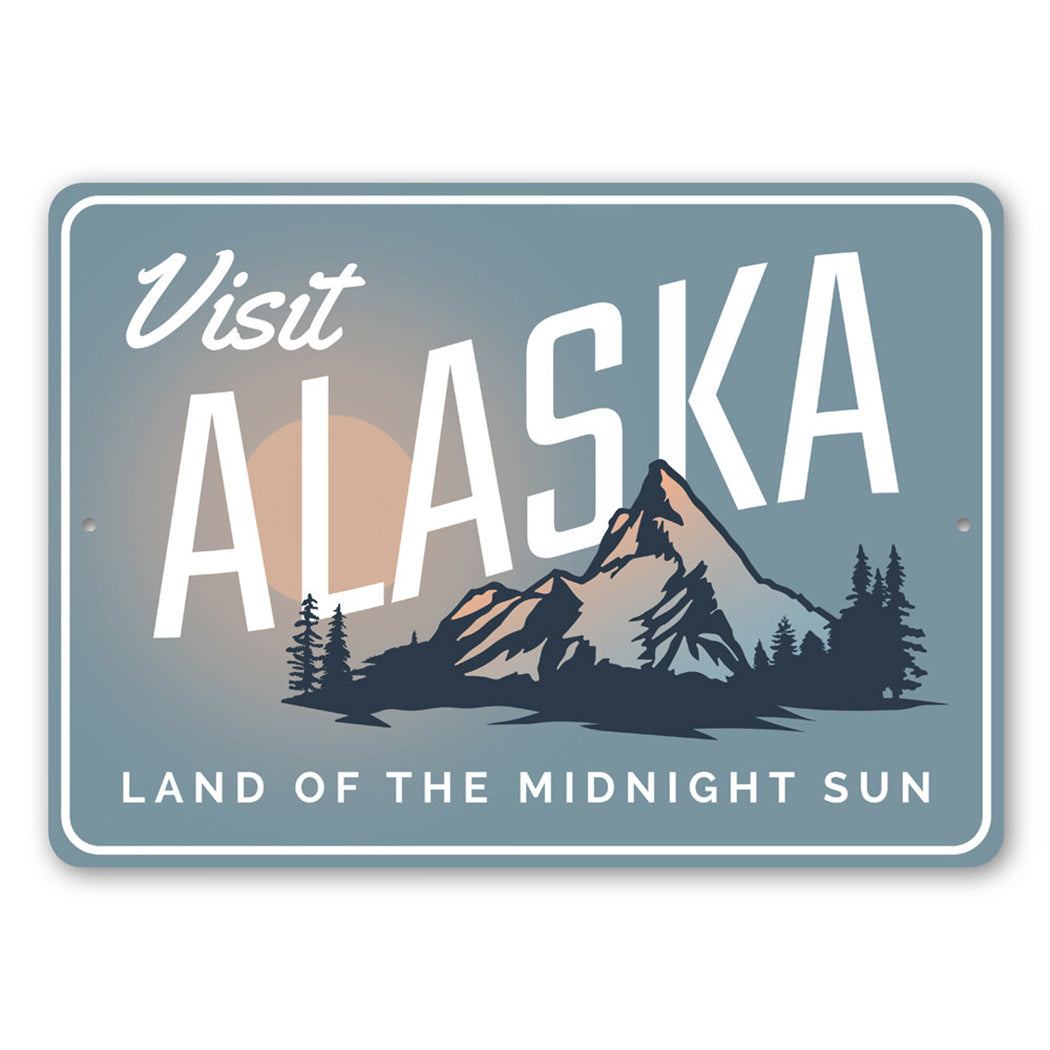 Visit Alaska Metal Sign