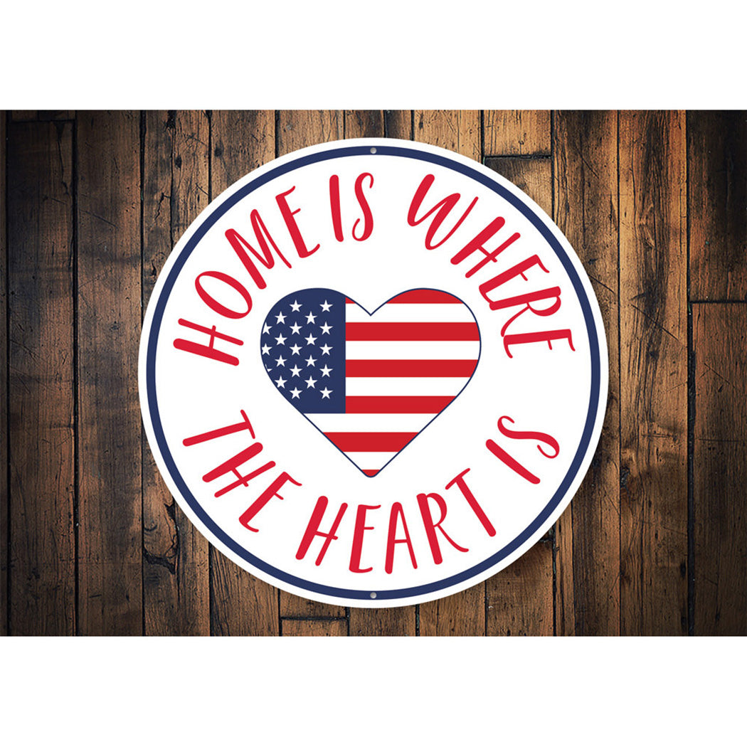 American Flag Heart Sign Aluminum Sign