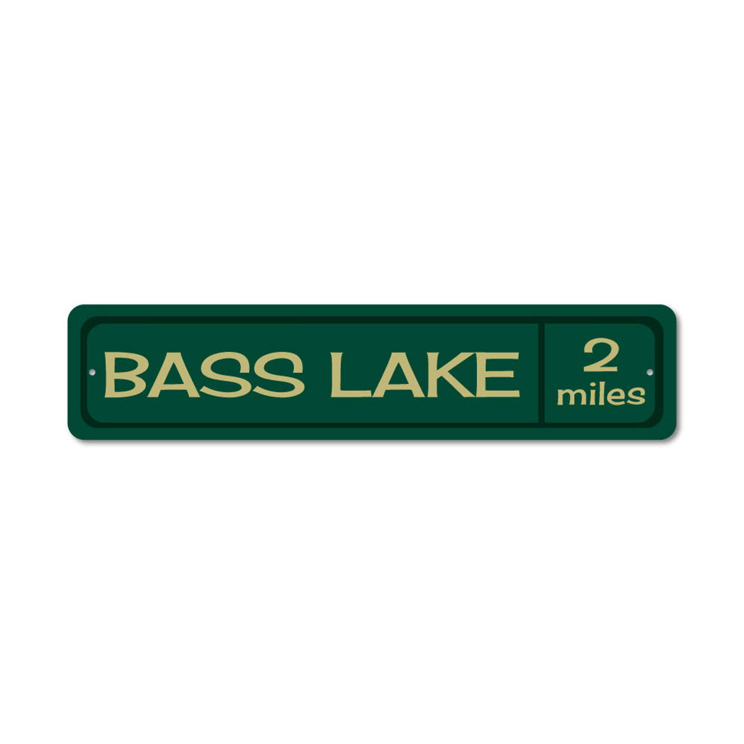 Lake Mileage Metal Sign