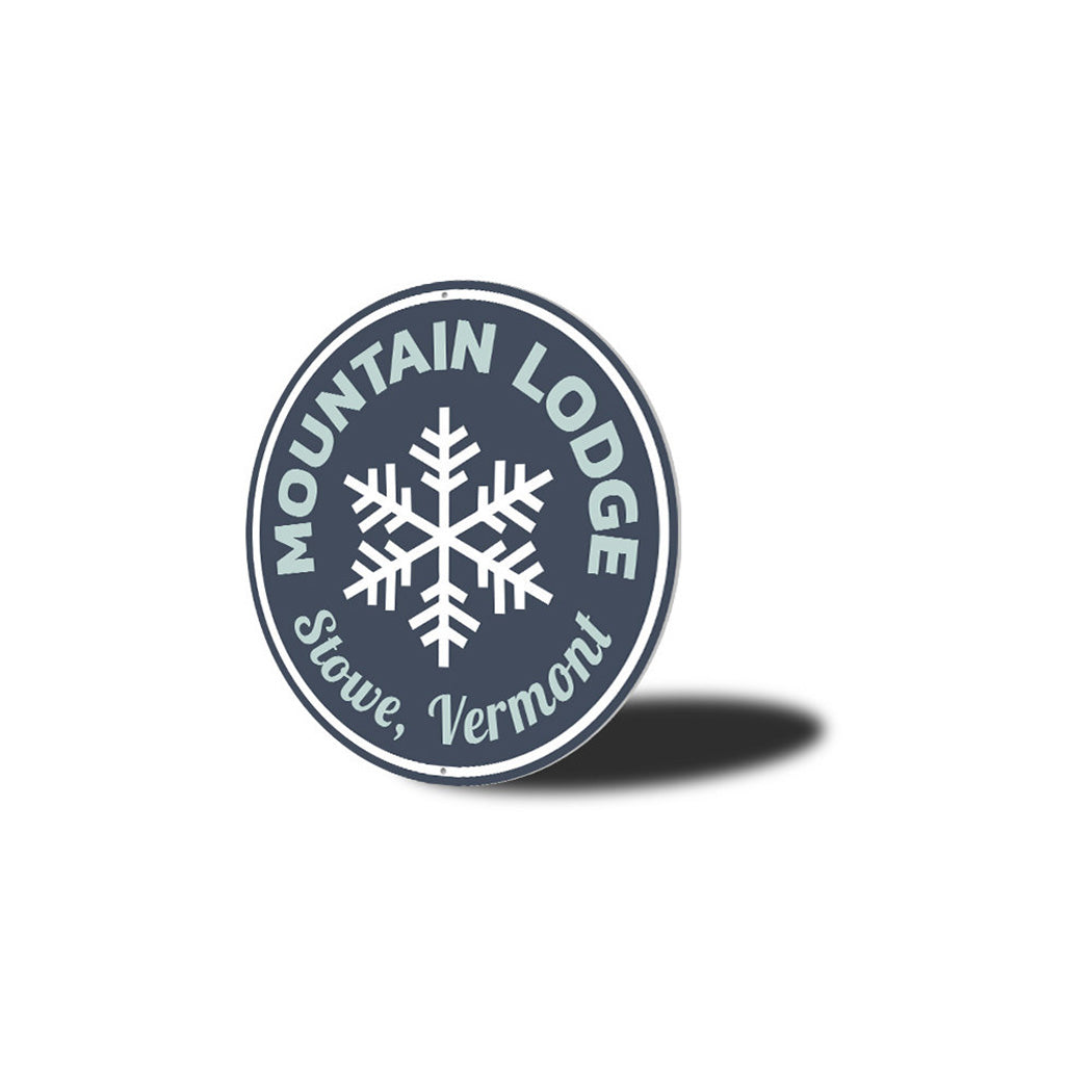 Mountain Lodge Circle Metal Sign