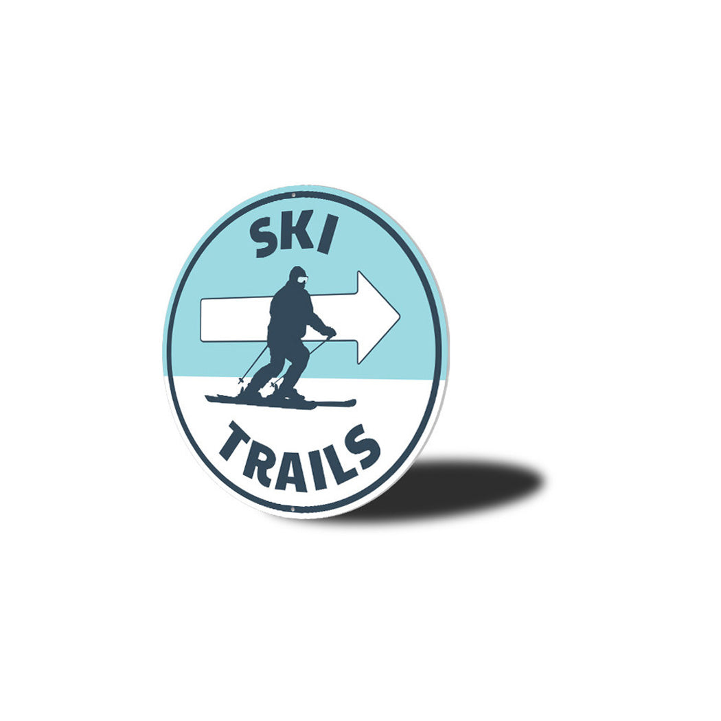 Ski Trails Circle Metal Sign