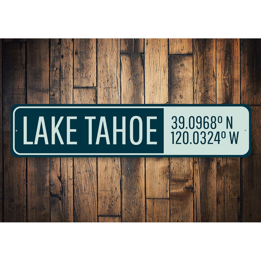 Lake Tahoe Latitude Longitude Sign