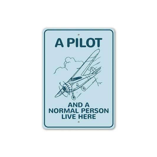 A Pilot Lives Here Aviation Metal Sign
