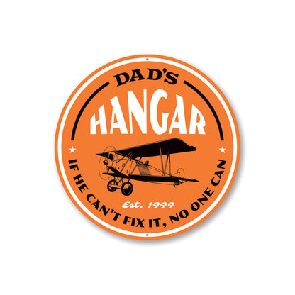 Dad's Hangar Est Year Aviation Sign Aluminum Sign