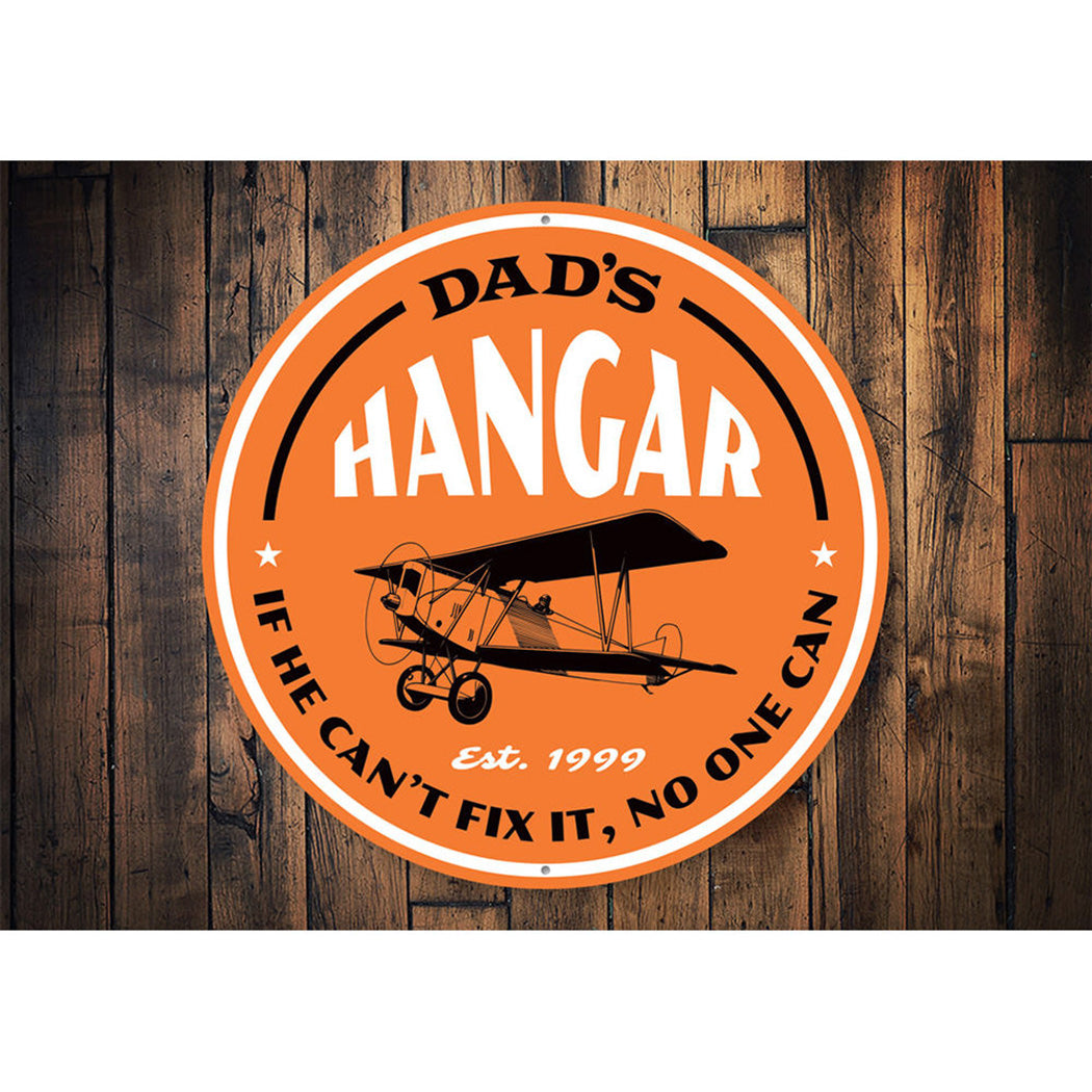 Dad's Hangar Est Year Aviation Sign Aluminum Sign