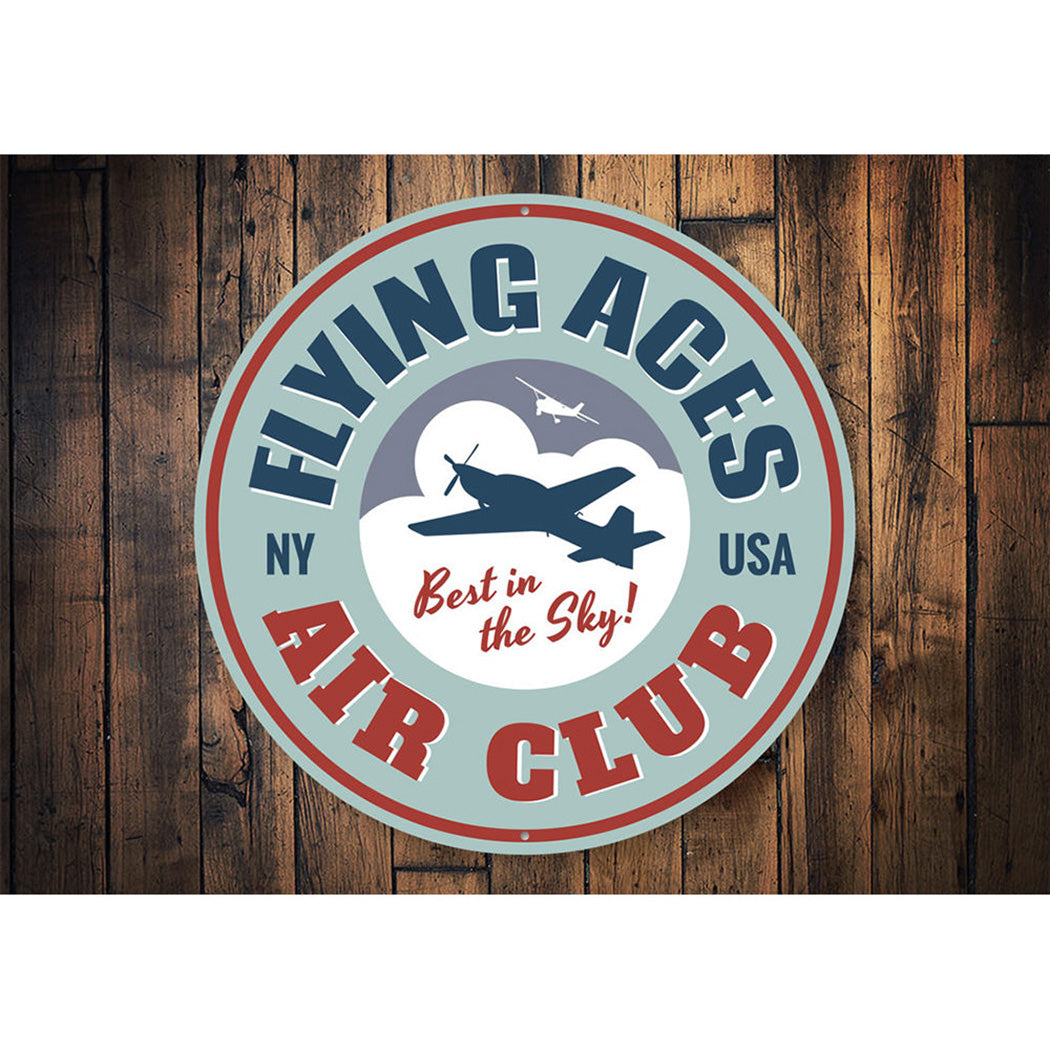 Flying Aces Air Club Airplane Sign Aluminum Sign