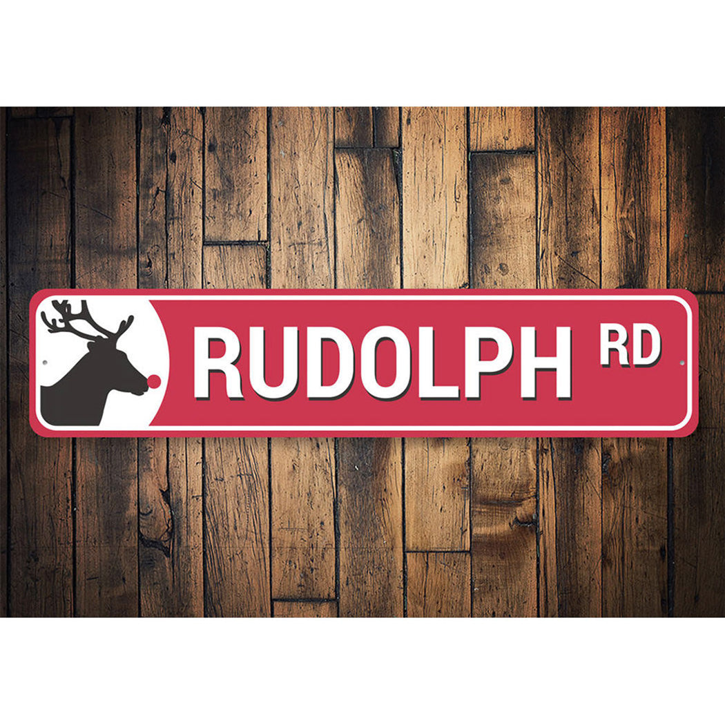 Rudolph Road Reindeer Holiday Sign