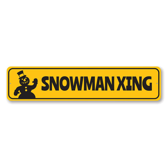 Snowman Xing Crossing Christmas Metal Sign