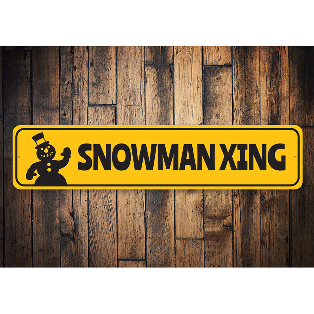 Snowman Xing Crossing Christmas Sign