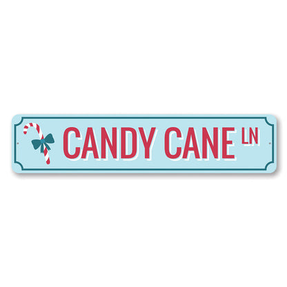 Candy Cane Ln Lane Holiday Metal Sign