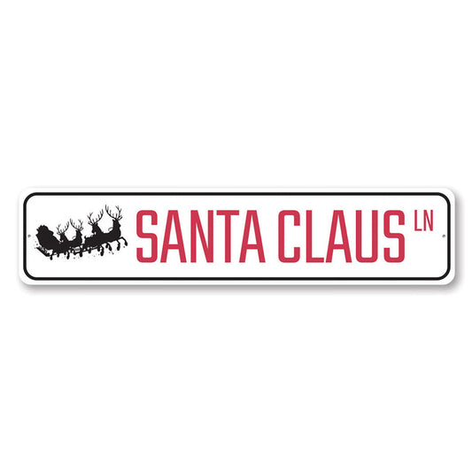 Santa Claus Lane Sleigh Holiday Metal Sign