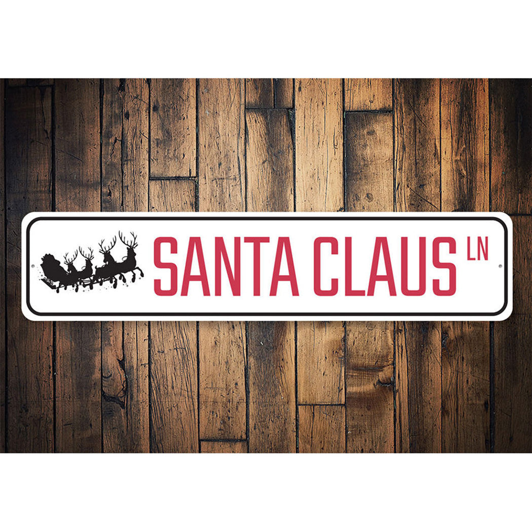 Santa Claus Lane Sleigh Holiday Sign