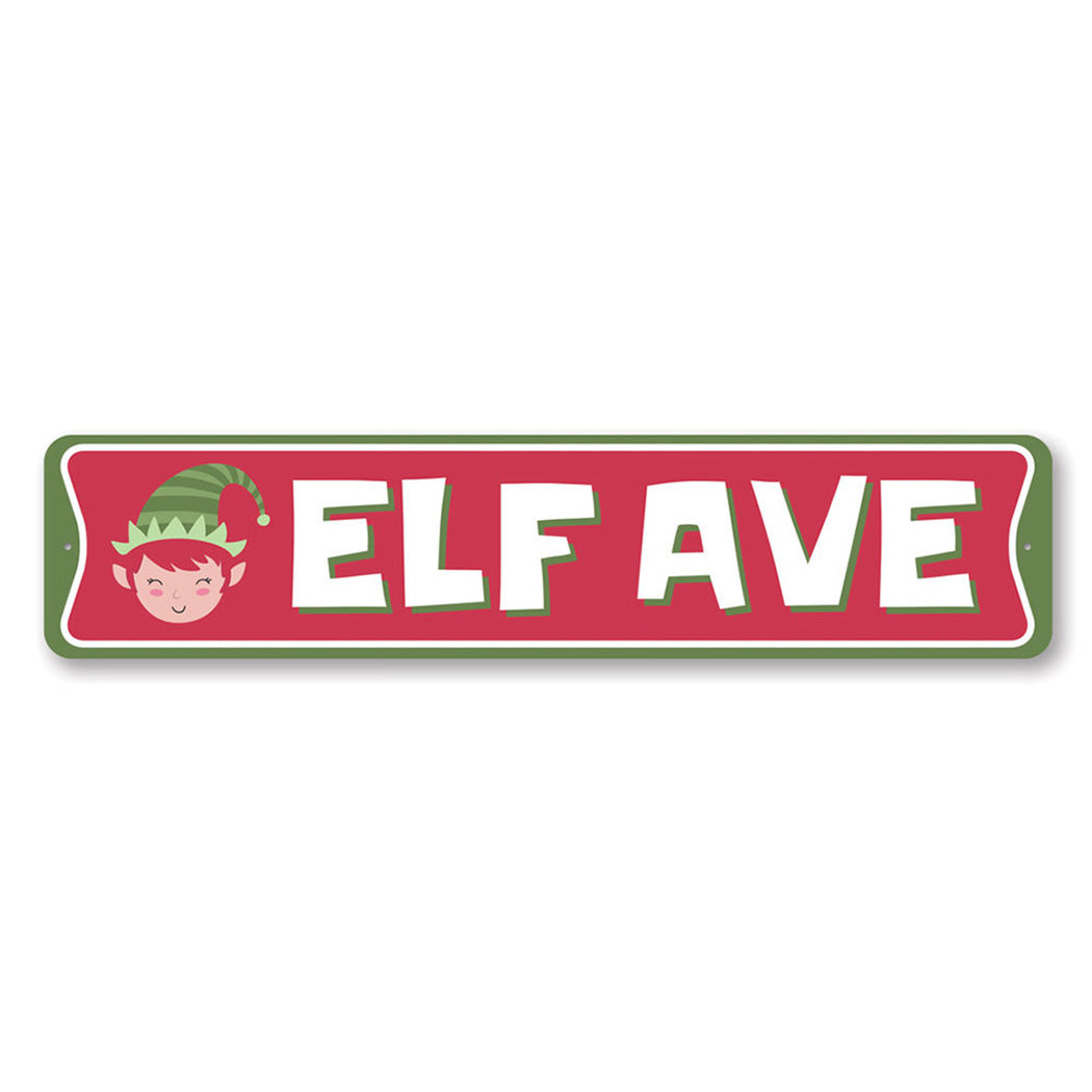 Elf Avenue Holiday Metal Sign